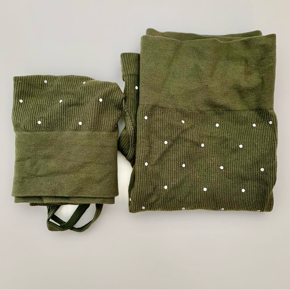 LOFT Pajama Set Daydream Dotted Seamless Boy Shorts and T-Back Bralette in Green - Picture 4 of 9